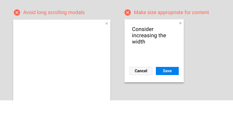 Modals sizes