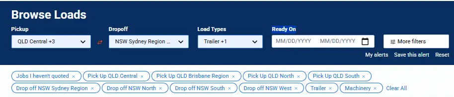 Live Notifications for loads posted in preferred load type
