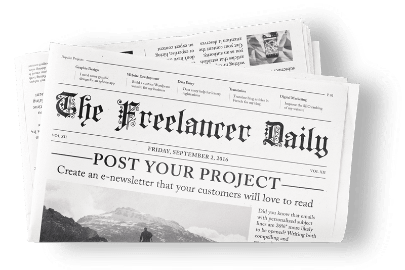 Ilustrasi menunjukkan suratkhabar Freelancer.