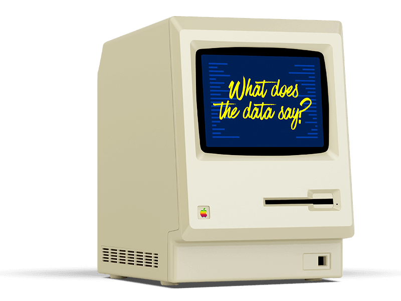 Illustration eines alten Computer mit Daten