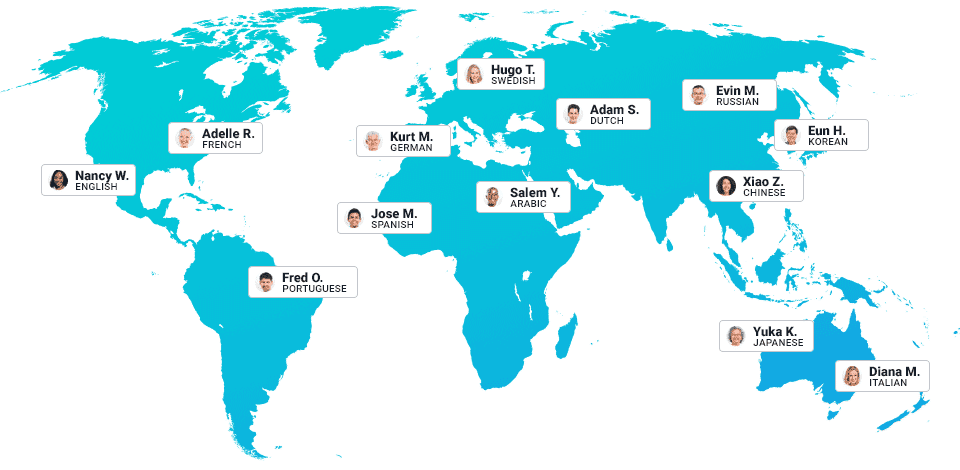 Illustration of commonly spoken languages around the world.