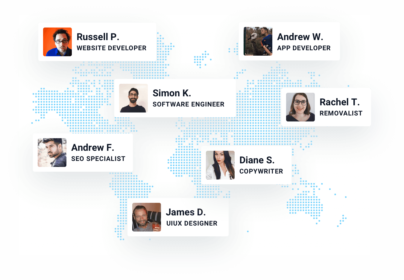 Illustration of freelancer around the world.