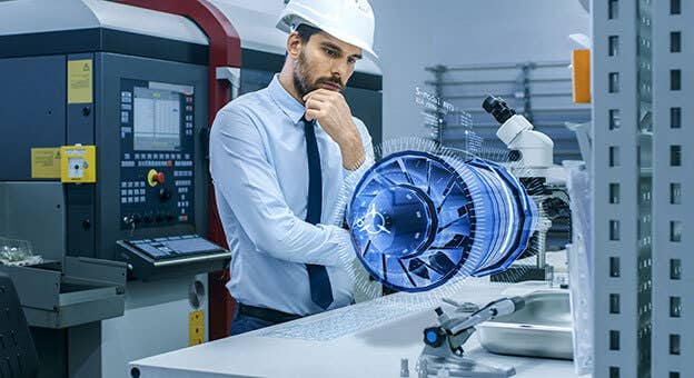 Engineer fascinated with scientific object