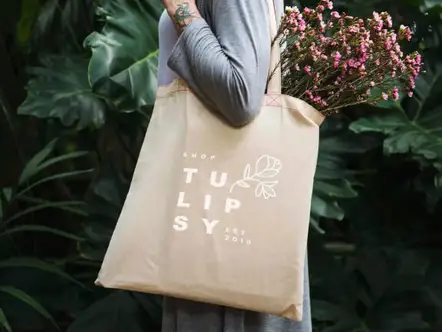 Tote bag with the word Tulipsy on it